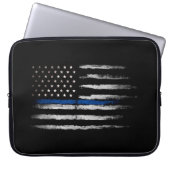 Amerikanisches dünnes Blue Line kennzeichnen Laptopschutzhülle (Vorderseite)