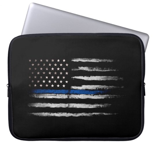 Amerikanisches dünnes Blue Line kennzeichnen Laptopschutzhülle (Vorderseite)