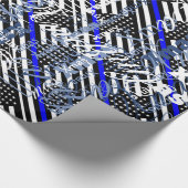 Amerikanisches dünnes Blue Line zeigen an Geschenkpapier (Ecke)