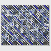 Amerikanisches dünnes Blue Line zeigen an Geschenkpapier (Flach)