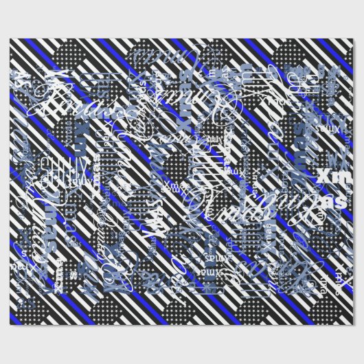 Amerikanisches dünnes Blue Line zeigen an Geschenkpapier (Flach)