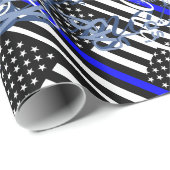 Amerikanisches dünnes Blue Line zeigen an Geschenkpapier (Rolleneckpunkt)