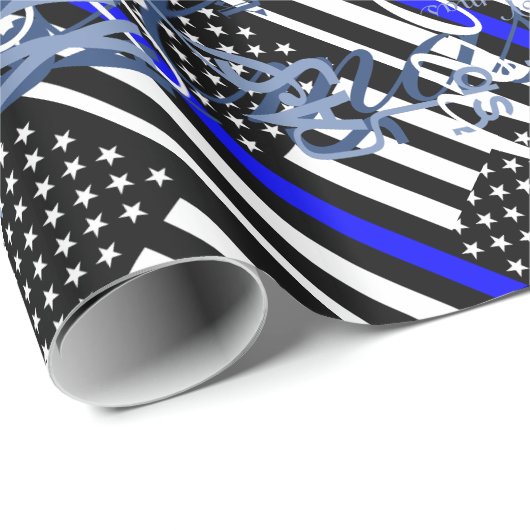 Amerikanisches dünnes Blue Line zeigen an Geschenkpapier (Rolleneckpunkt)