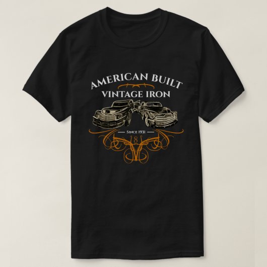 Amerikanisches errichtetes Vintages Eisen tauscht T-Shirt (Design vorne)