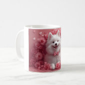 Amerikanisches Eskimo mit Rose - Valentinstag Kaffeetasse (Vorderseite Links)