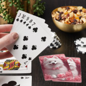 Amerikanisches Eskimo mit Rose - Valentinstag Spielkarten (In Situ)