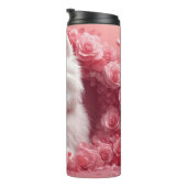 Amerikanisches Eskimo mit Rose - Valentinstag Thermosbecher (Nach rechts gedreht)