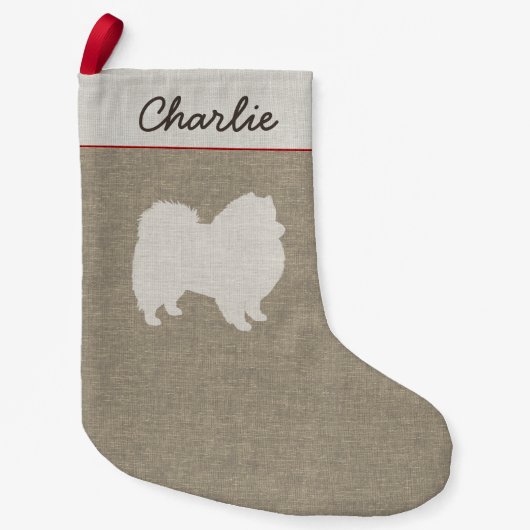 Amerikanisches EskimohundeSilhouette Eskie Kleiner Weihnachtsstrumpf (Vorderseite)