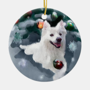 Amerikanisches Eskimohundeweihnachten Keramikornament