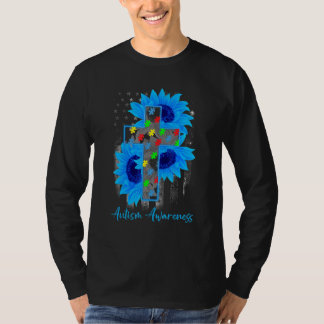 Amerikanisches Flag Cross Puzzle Piece Autismus Be T-Shirt