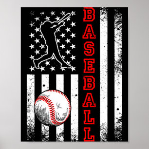 Amerikanisches Flagge Baseball-Team Vintage Baseba Poster