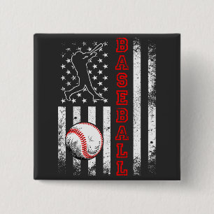Amerikanisches Flagge Baseball-Team Vintage Lustig Button