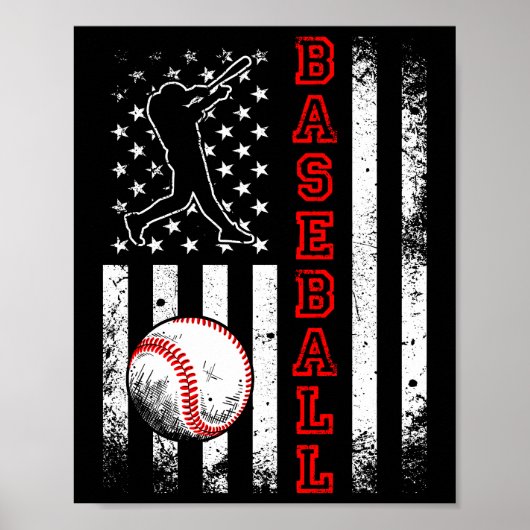 Amerikanisches Flagge Baseball-Team Vintage Lustig Poster (Vorne)