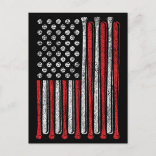 Amerikanisches Flagge Baseball-Team Vintage Lustig Postkarte