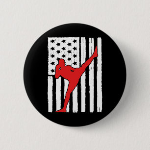 Amerikanisches Flagge Muay Thai Thema Grafikdesign Button