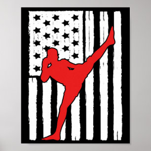 Amerikanisches Flagge Muay Thai Thema Grafikdesign Poster