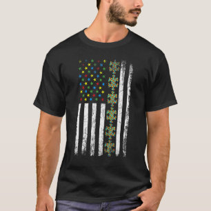 Amerikanisches Flagge-Puzzleteil Autismus-Bewussts T-Shirt
