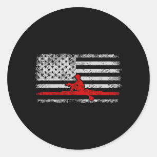 Amerikanisches Flagge Rudern Runder Aufkleber