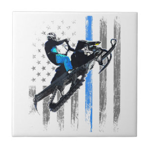 Amerikanisches Flagge Schneemobil Shirt Männer Sch Fliese