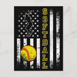 Amerikanisches Flagge Softball-Team Vintage Lustig Postkarte