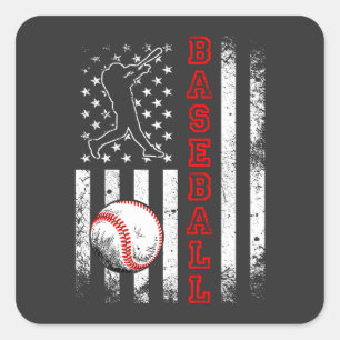 Amerikanisches Flaggen-Baseballteam Vintage Lustig Quadratischer Aufkleber