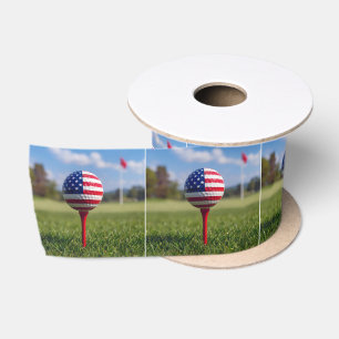 Amerikanisches Flaggen-Design auf einem Golfball Satinband