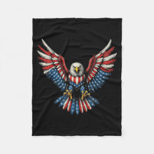 Amerikanisches Flaggen-Design mit Weißkopfseeadler Fleecedecke