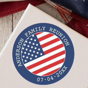 Amerikanisches Flaggen-Familientreffen Runder Aufkleber