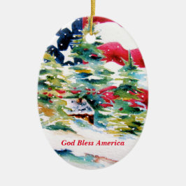 Amerikanisches Flaggen-Oval-Ornament Keramik Ornament
