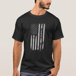 Amerikanisches Flaggen-Puzzleteil Autismus-Bewusst T-Shirt