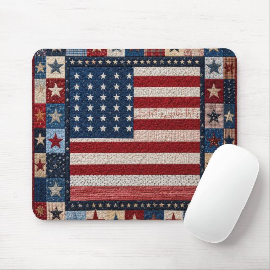 Amerikanisches Flaggen-Quilt-Muster Mousepad (Mit Mouse)