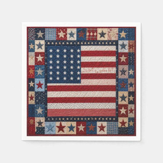 Amerikanisches Flaggen-Quilt-Muster Serviette (Vorderseite)