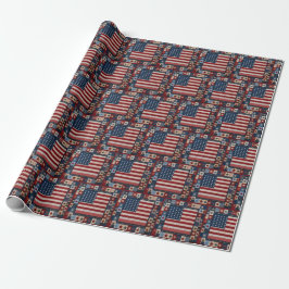 Amerikanisches Flaggen-Quiltmuster Geschenkpapier