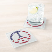 AMERIKANISCHES FLAGGENFRIEDENSSIGNAL GLASUNTERSETZER (Schrägansicht)