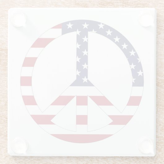 AMERIKANISCHES FLAGGENFRIEDENSSIGNAL GLASUNTERSETZER (Rückseite)