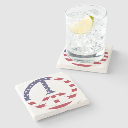 AMERIKANISCHES FLAGGENFRIEDENSSIGNAL STEINUNTERSETZER (Seitenansicht)