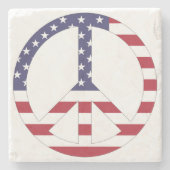 AMERIKANISCHES FLAGGENFRIEDENSSIGNAL STEINUNTERSETZER (Vorderseite)