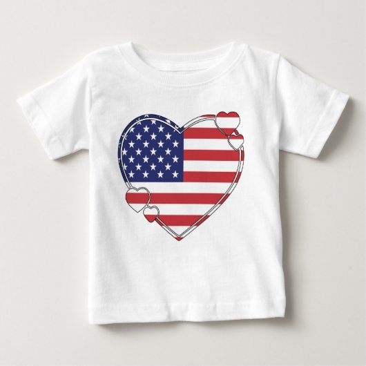Amerikanisches Flaggenherz Baby T-shirt (Vorderseite)