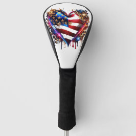 Amerikanisches Flaggenherz Golf Headcover