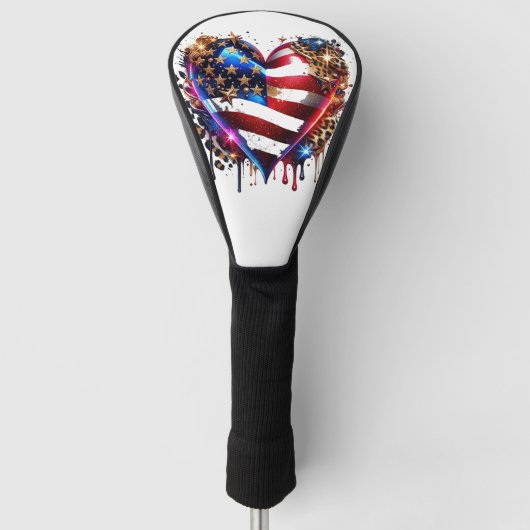 Amerikanisches Flaggenherz Golf Headcover (Vorderseite)
