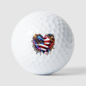Amerikanisches Flaggenherz Golfball (Vorderseite)