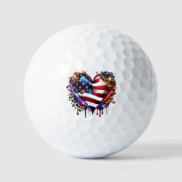 Amerikanisches Flaggenherz Golfball