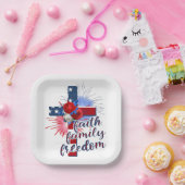 Amerikanisches Flaggenkreuz Pappteller (Party)