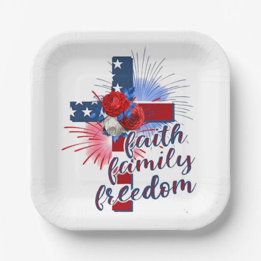 Amerikanisches Flaggenkreuz Pappteller (Vorderseite)