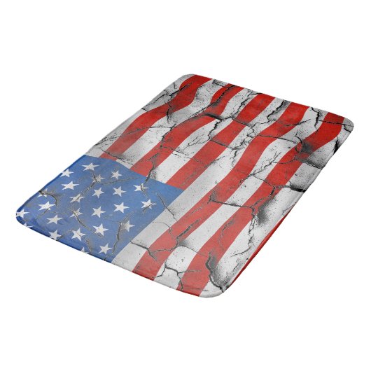 Amerikanisches Flaggenland Rustikaler Jahrgang Bat Badematte (Schrägansicht)