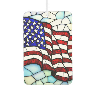 Amerikanisches Flaggenmosaik aus Glas in patriotis Autolufterfrischer