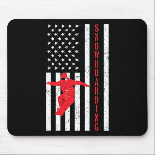 Amerikanisches Flaggensnowboard Usa Winter Patriot Mousepad