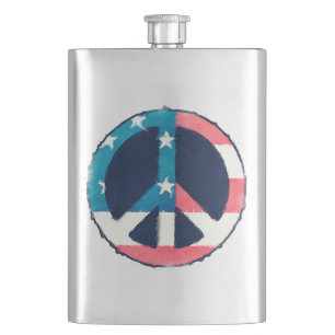 Amerikanisches Friedenszeichen Grunge Flachmann