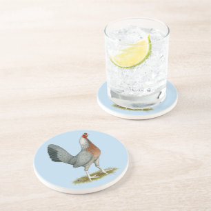 Amerikanisches Game-Huhn Silberblau Sandstein Untersetzer