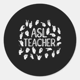 Amerikanisches Gebärdensprachalphabet-Asl-Lehrer Runder Aufkleber